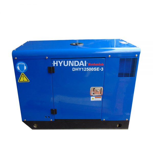 Máy phát điện 12.5kva - 13.5kva chạy dầu diesel Hyundai  DHY12500SE-3 pha, vỏ chống ồn, đề nổ