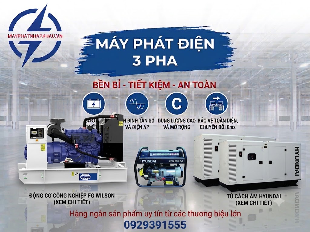 Máy phát điện 3 pha công nghiệp chính hãng chạy xăng và dầu Máy phát điện 3 pha công nghiệp chính hãng chạy xăng và dầu
